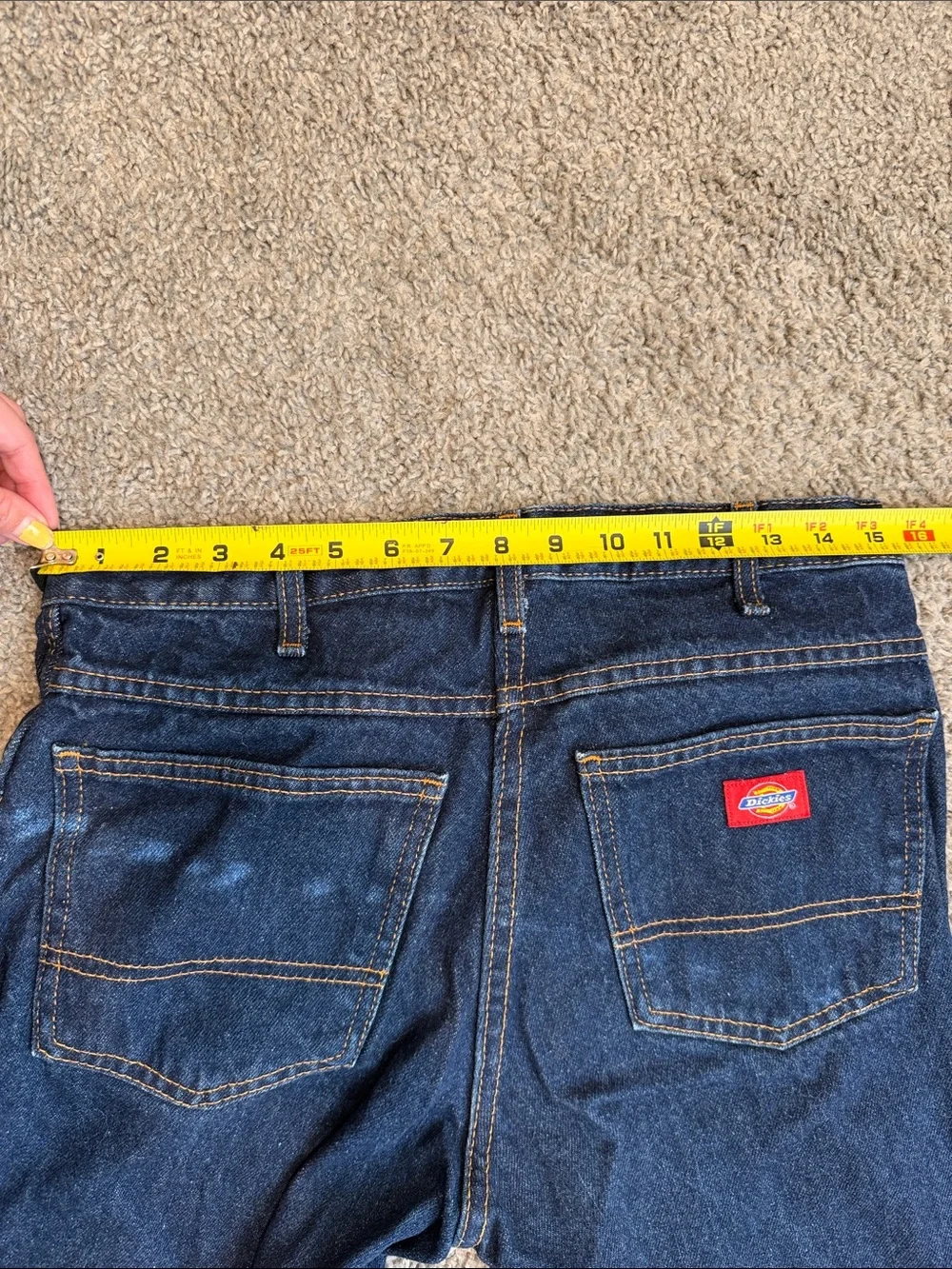 Dickies Men Slim Straight Jeans in Navy Blue with Contrast Stitching